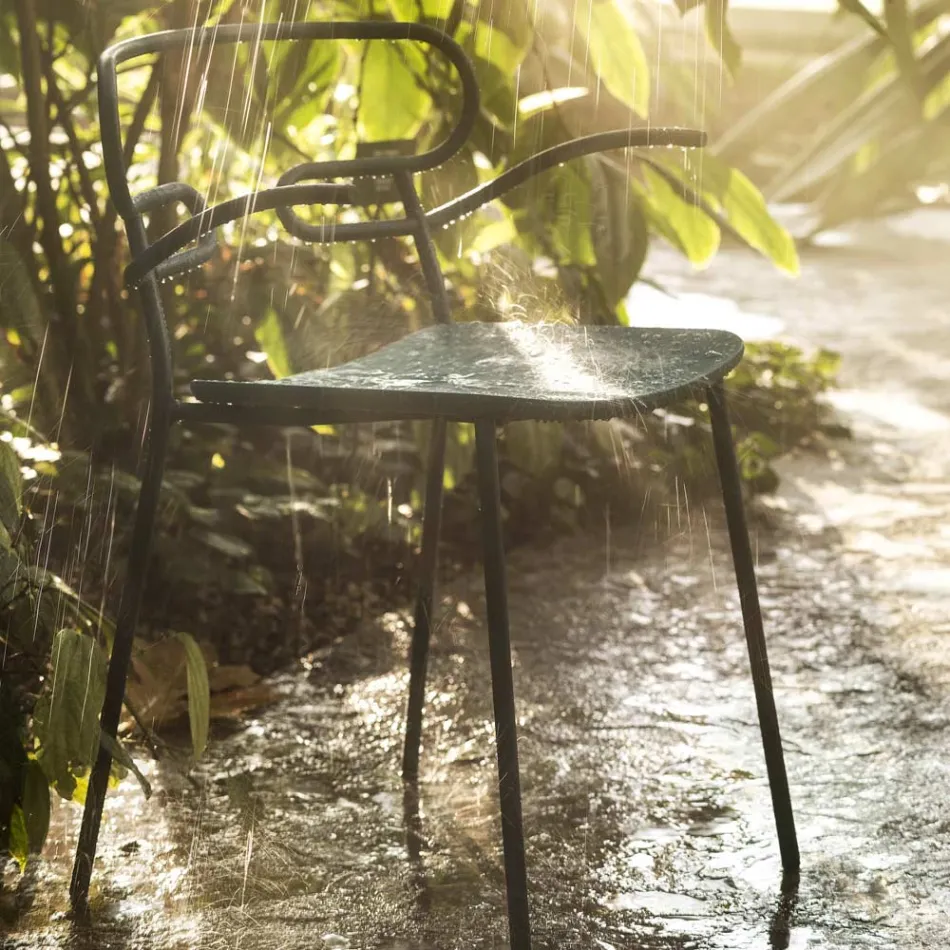 Chaise d'extérieur en métal et polyuréthane fabriquée en Italie, 2 pièces - Trosa Viadurini