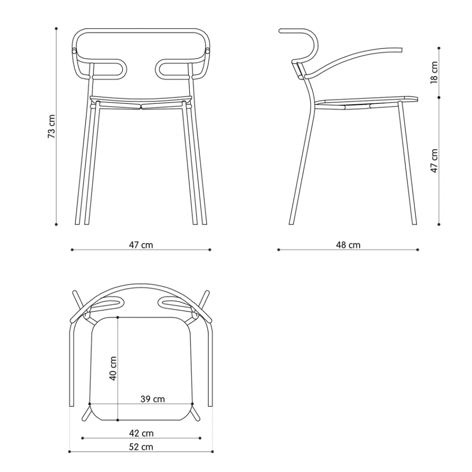 Chaise d'extérieur en métal et polyuréthane fabriquée en Italie, 2 pièces - Trosa Viadurini