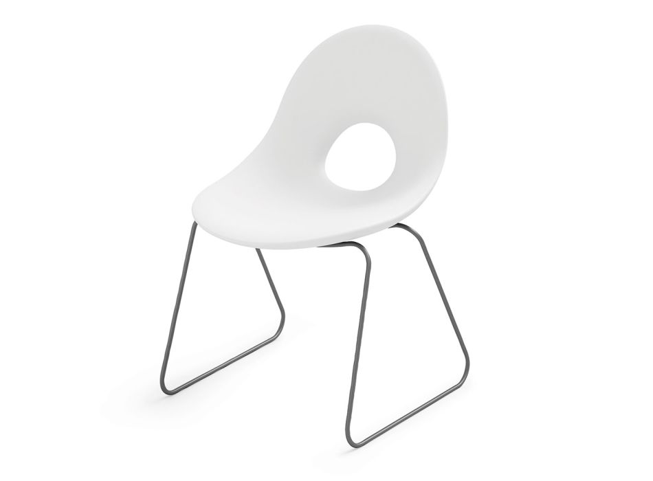 Chaise d'extérieur en polyéthylène et base en fer Made in Italy 2 pièces - Ashley Viadurini