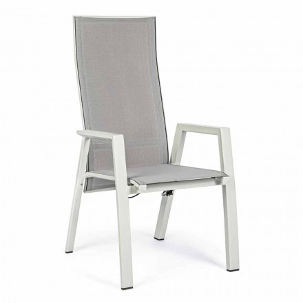 Chaise d'extérieur en textilène avec dossier inclinable, 4 pièces - Virgi Viadurini