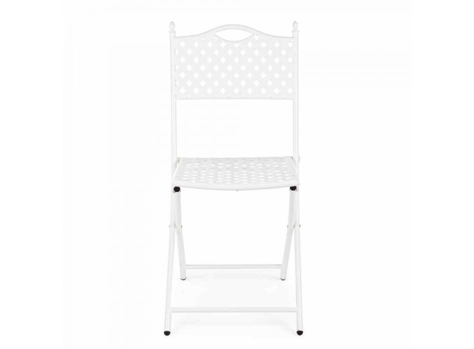 Chaise d'extérieur pliante en acier blanc finition mate, 2 pièces - Corma Viadurini