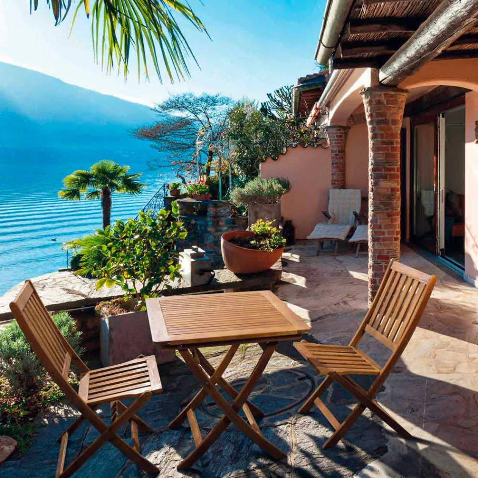 Chaise d'extérieur pliante en bois d'acacia, 2 pièces - Grima Viadurini