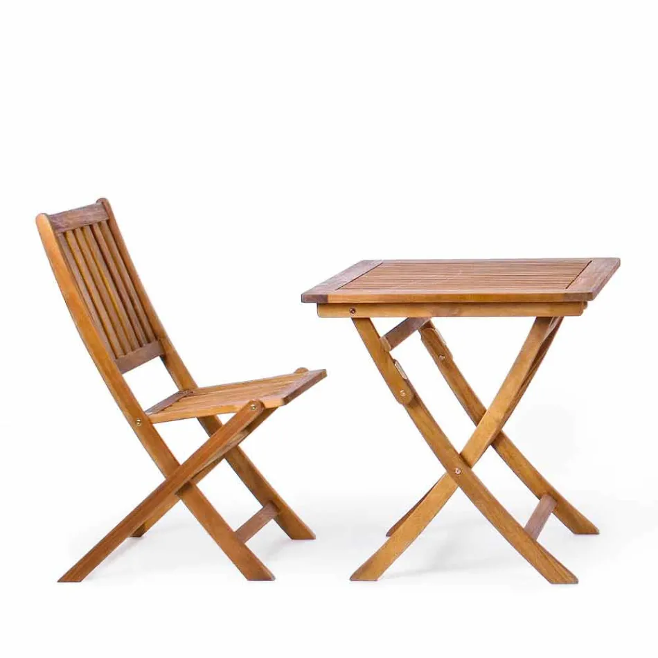 Chaise d'extérieur pliante en bois d'acacia, 2 pièces - Grima Viadurini