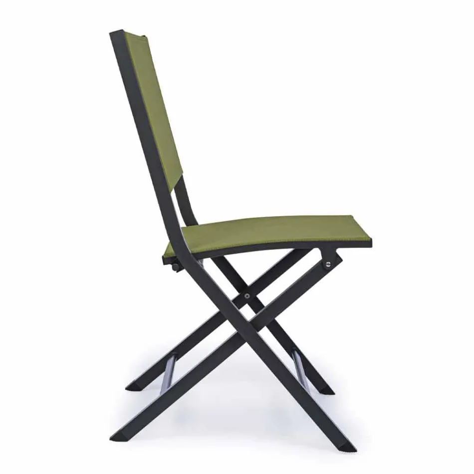 Chaise d'extérieur pliante en textilène et aluminium, 4 pièces - Holly Viadurini
