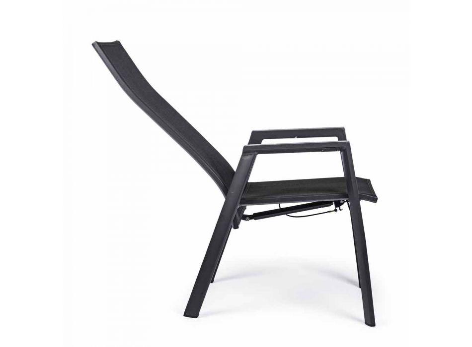 Chaise d'extérieur inclinable en textilène et aluminium, 4 pièces - Lucia Viadurini