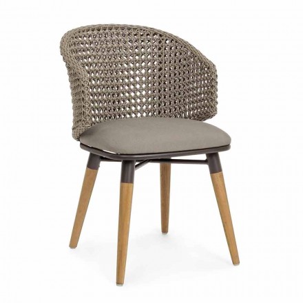 Chaise d'extérieur Tortora en bois, aluminium et tissu Homemotion - Luana Viadurini