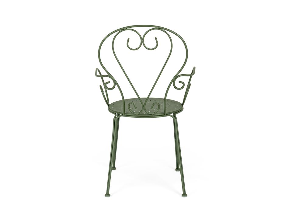 Chaise de jardin avec accoudoirs design Shabby Chic en acier - Enchantement Viadurini