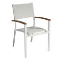 Chaise de jardin empilable en aluminium blanc avec accoudoirs - Lyonel