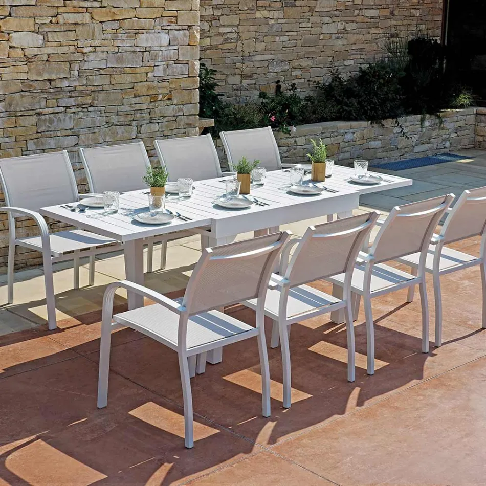 Chaise de jardin empilable en aluminium avec accoudoirs design - Gontran Viadurini