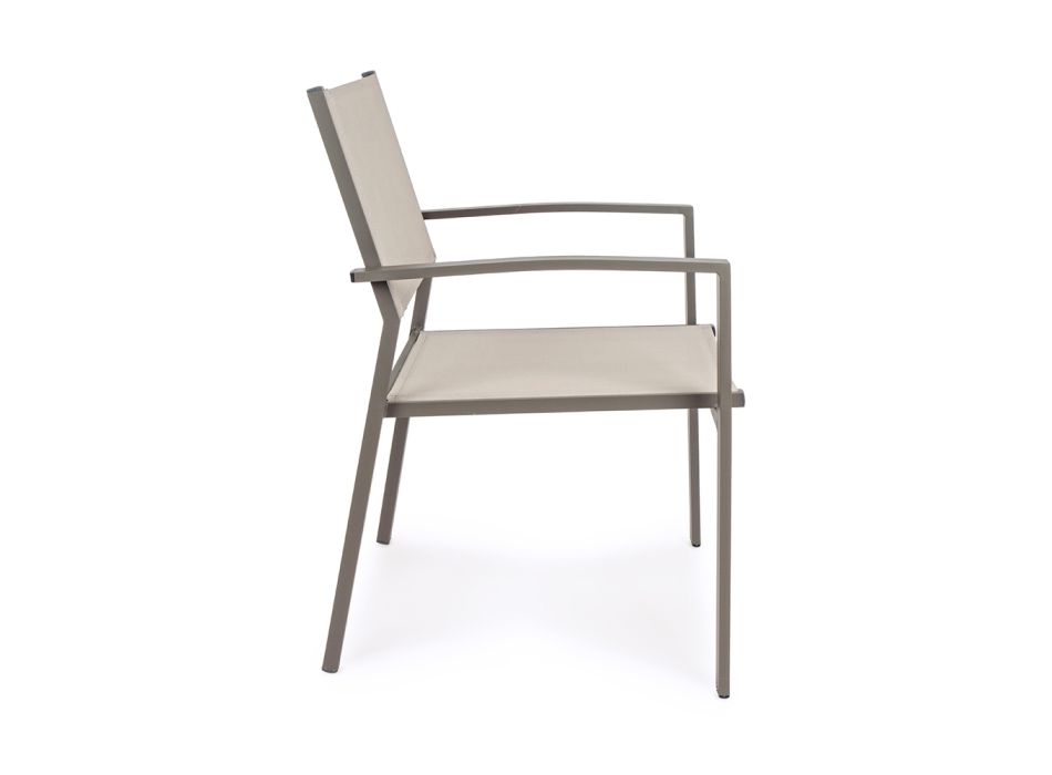 Chaise de jardin empilable au design moderne en aluminium et textilène - Franz Viadurini