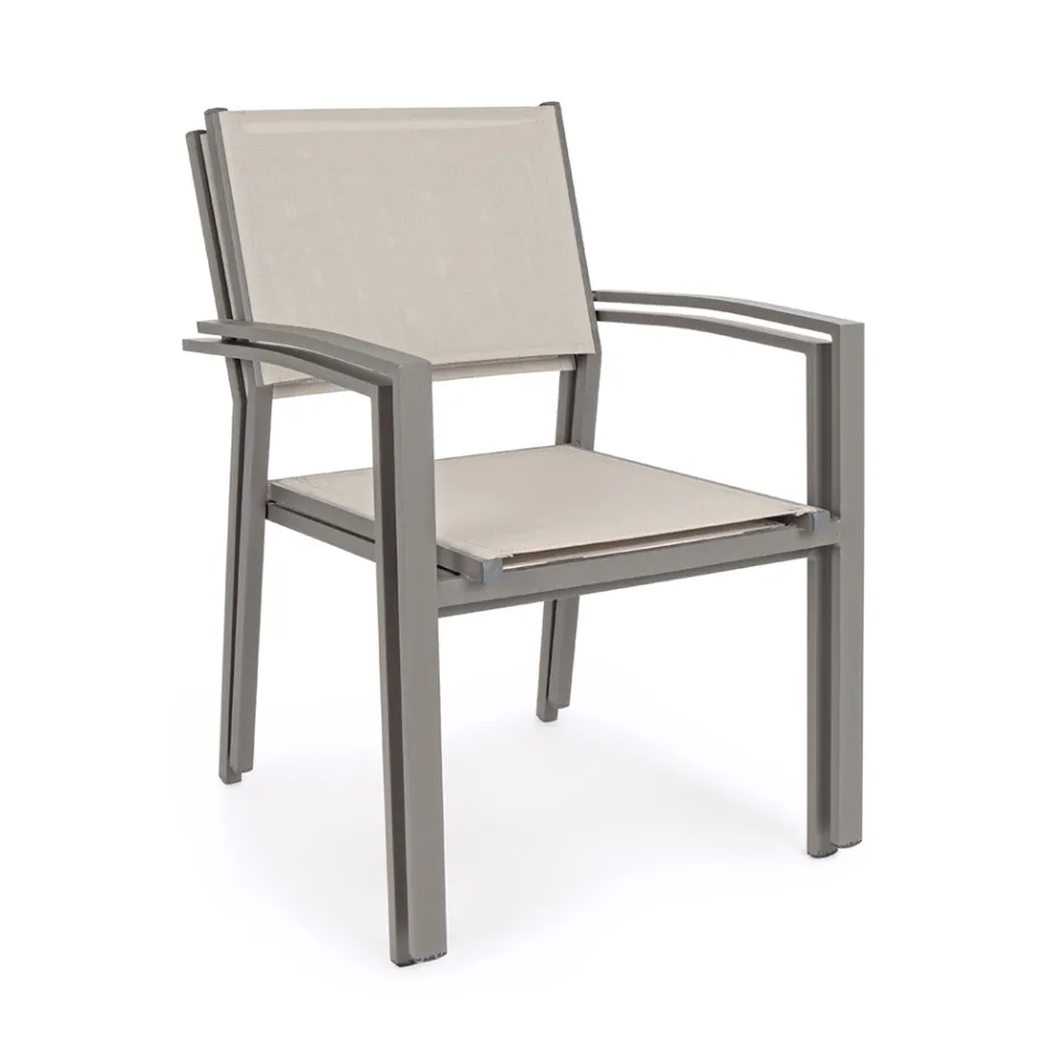 Chaise de jardin empilable en aluminium et textilène design moderne - Franz Viadurini