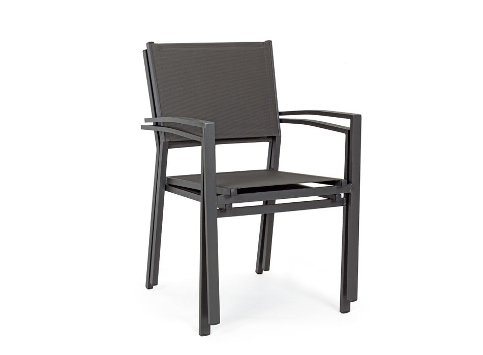 Chaise de jardin empilable au design moderne en aluminium et textilène - Franz Viadurini