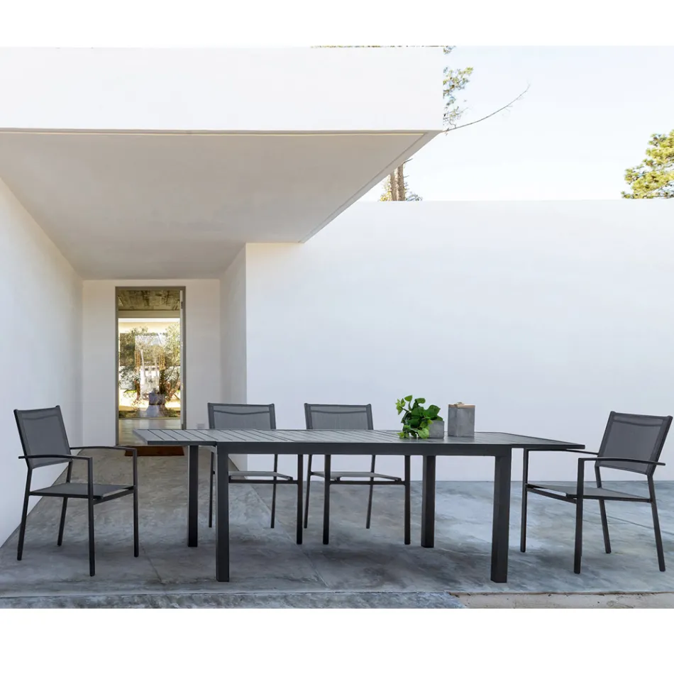 Chaise de jardin empilable en aluminium et textilène design moderne - Franz Viadurini