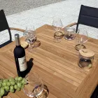 Chaise de jardin empilable en aluminium gris anthracite et teck - Aidan Viadurini