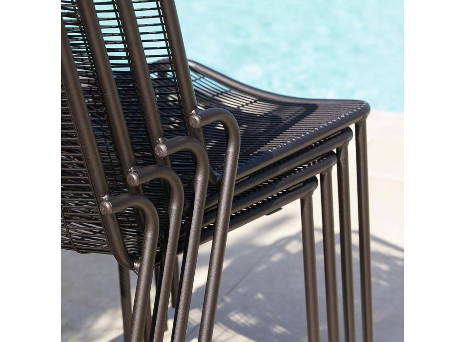 Chaise de jardin empilable en métal galvanisé Made in Italy 4 pièces - Vikas Viadurini