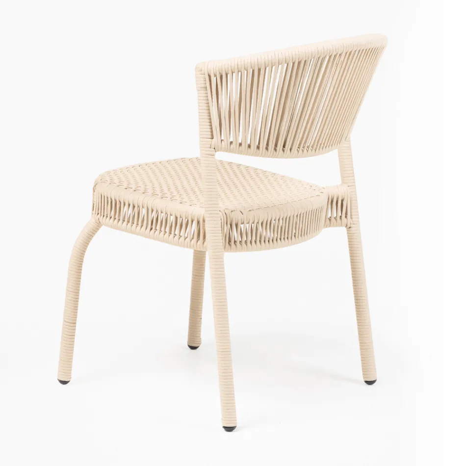 Chaise de jardin en aluminium et tissage de corde - Algedi Viadurini