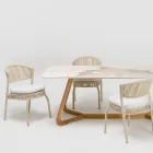 Chaise de jardin en aluminium et tissage de corde - Algedi Viadurini