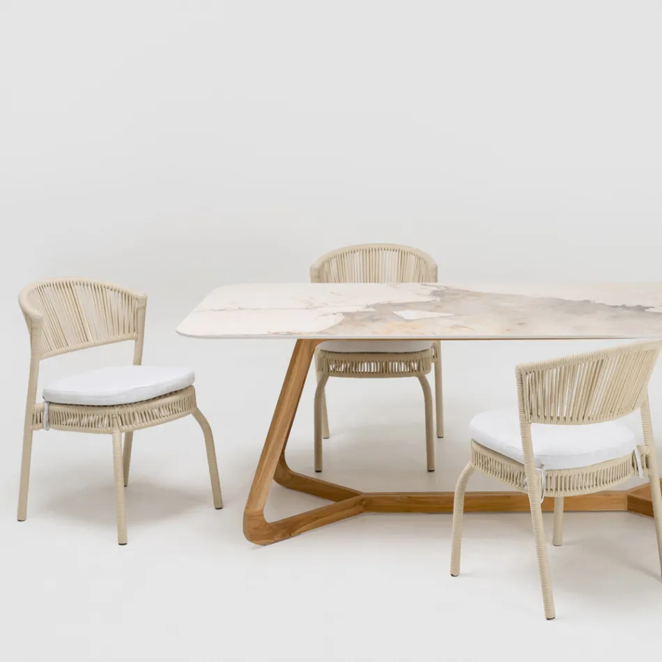 Chaise de jardin en aluminium et tissage de corde - Algedi Viadurini