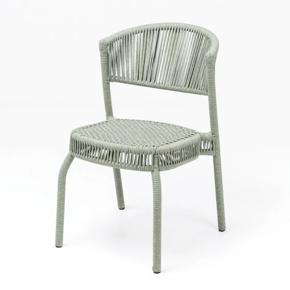 Chaise de jardin en aluminium et tissage de corde - Algedi Viadurini
