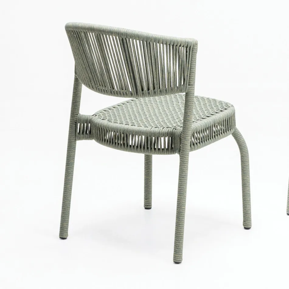 Chaise de jardin en aluminium et tissage de corde - Algedi Viadurini