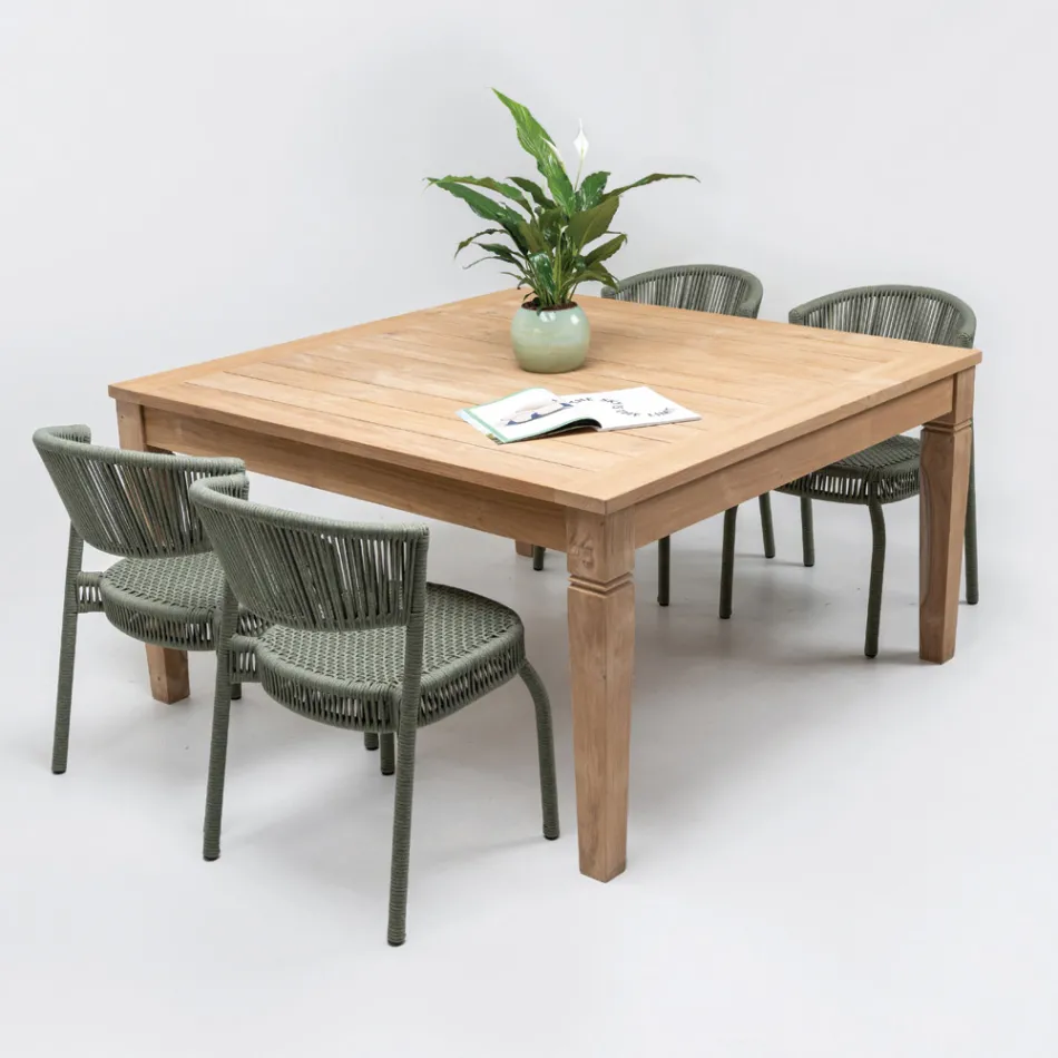 Chaise de jardin en aluminium et tissage de corde - Algedi Viadurini