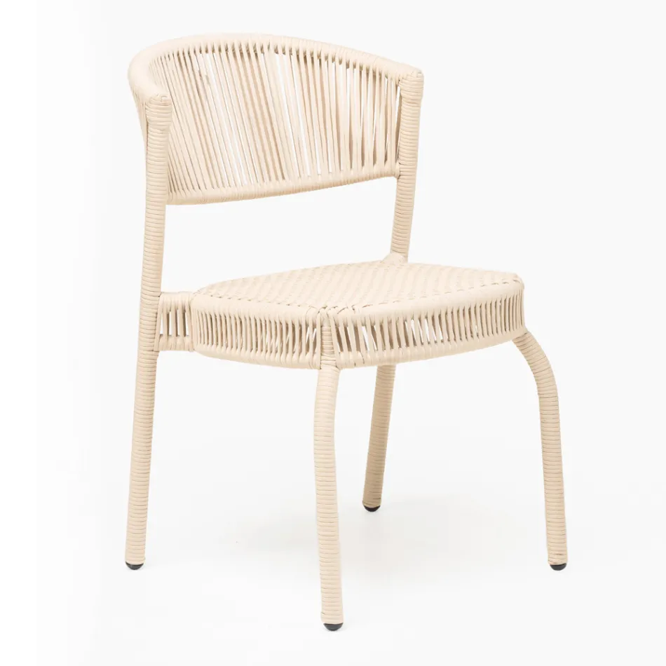 Chaise de jardin en aluminium et tissage de corde - Algedi Viadurini