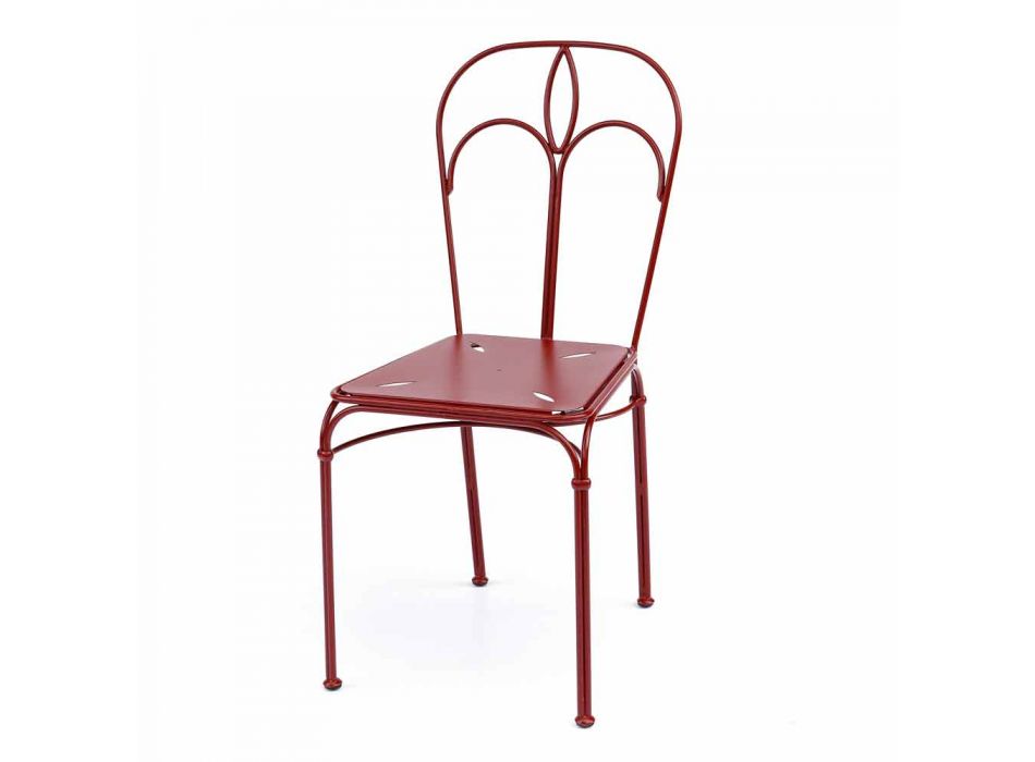Chaise de Jardin en Fer Rouge avec Coussin Made in Italy, 2 Pièces - Agate Viadurini