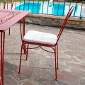 Chaise de Jardin en Fer Rouge avec Coussin Made in Italy, 2 Pièces - Agate