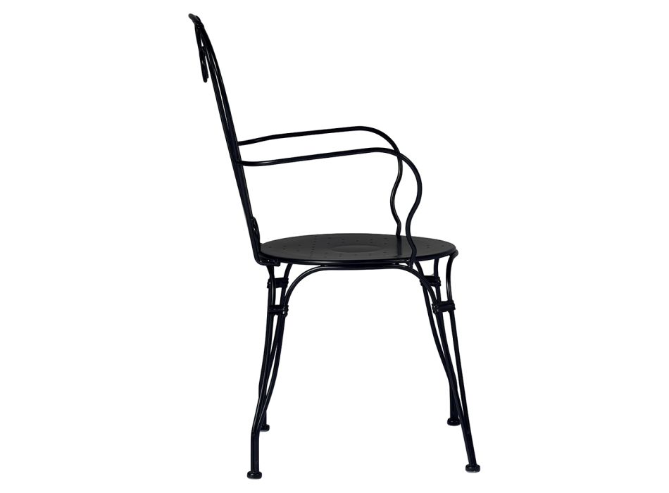 Chaise de jardin en fer peint noir avec structure empilable - Nacim Viadurini