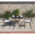 Chaise de jardin en fer peint noir avec structure empilable - Nacim Viadurini