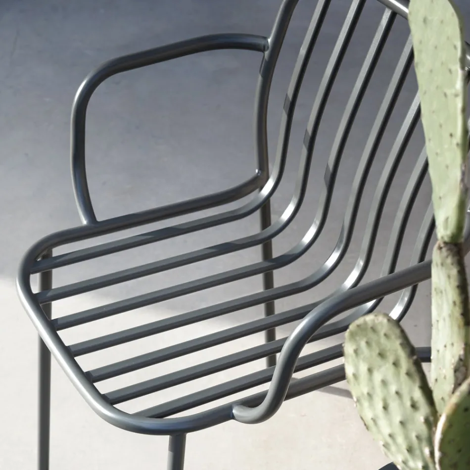 Chaise de jardin en métal avec accoudoirs Made in Italy 2 pièces - Simply Viadurini