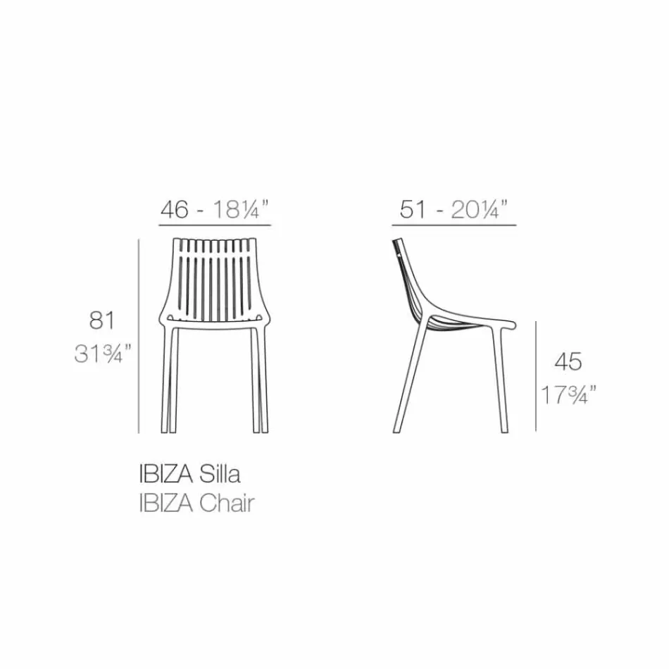 Chaise de jardin empilable en plastique coloré 4 pièces - Ibiza - Vondom Viadurini