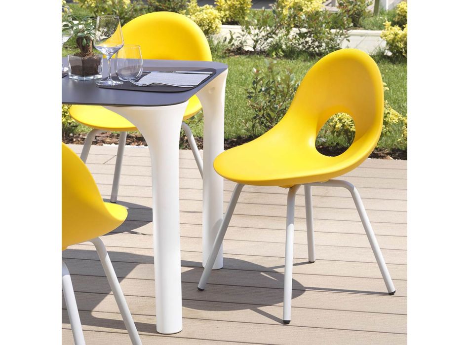 Chaise de jardin en polyéthylène et base en aluminium Made in Italy - Ashley Viadurini