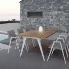 Chaise de jardin moderne avec accoudoirs en aluminium blanc Homemotion - Liliana Viadurini