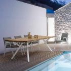 Chaise de jardin moderne avec accoudoirs en aluminium blanc Homemotion - Liliana Viadurini