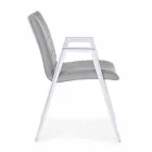 Chaise de jardin moderne avec accoudoirs en aluminium blanc Homemotion - Liliana Viadurini