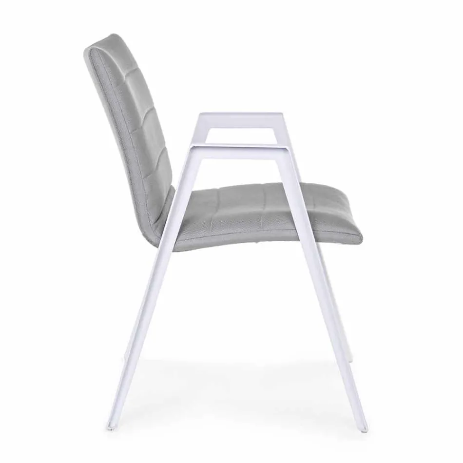 Chaise de jardin moderne avec accoudoirs en aluminium blanc Homemotion - Liliana Viadurini