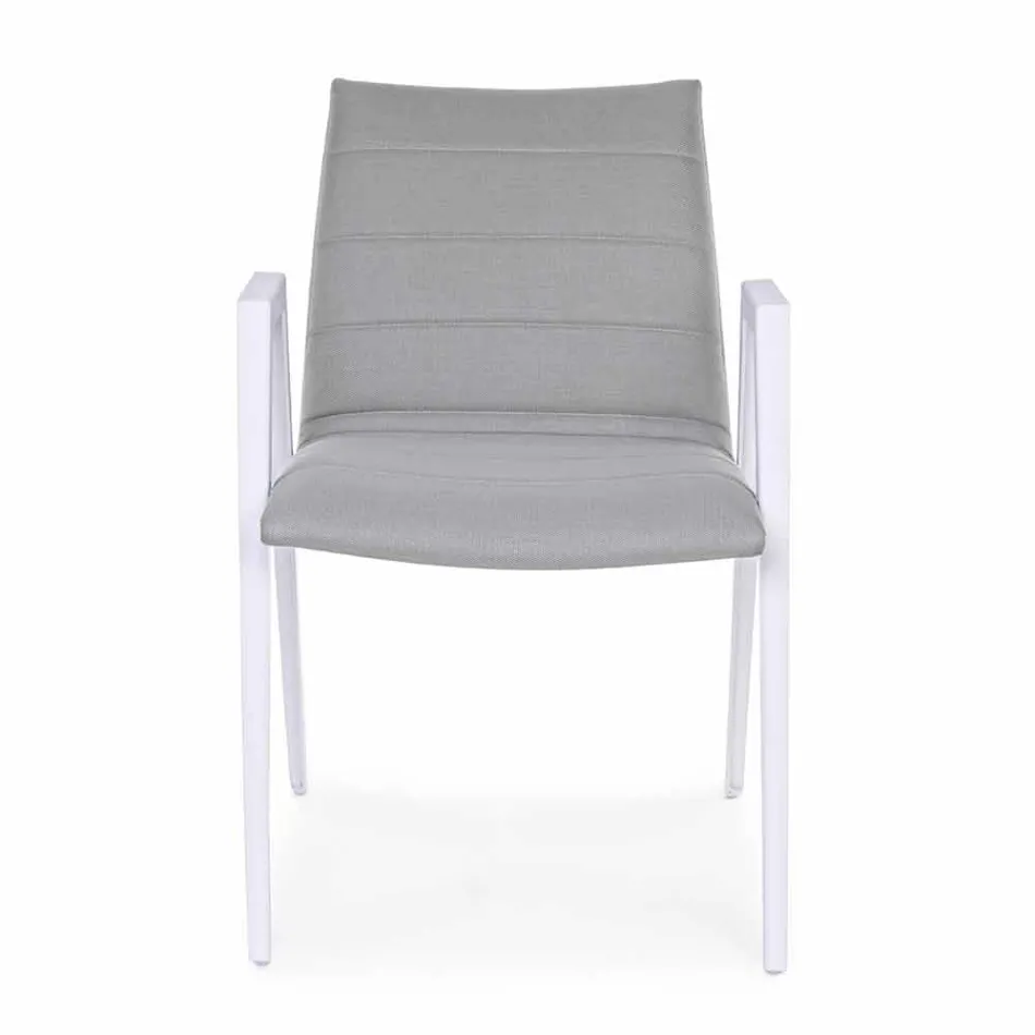 Chaise de jardin moderne avec accoudoirs en aluminium blanc Homemotion - Liliana Viadurini