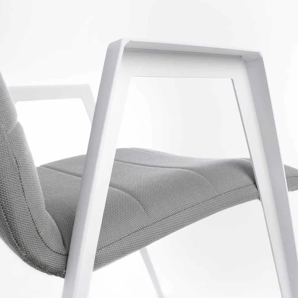 Chaise de jardin moderne avec accoudoirs en aluminium blanc Homemotion - Liliana Viadurini
