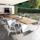 Chaise de jardin moderne avec accoudoirs en aluminium blanc Homemotion - Liliana Viadurini