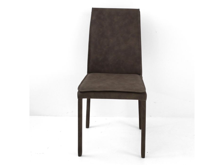 Chaise d'intérieur avec dossier haut en simili cuir Made in Italy - Cleto Viadurini