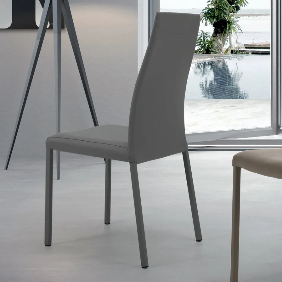 Chaise d'intérieur avec structure et assise en acier revêtu fabriquée en Italie - Padoue Viadurini