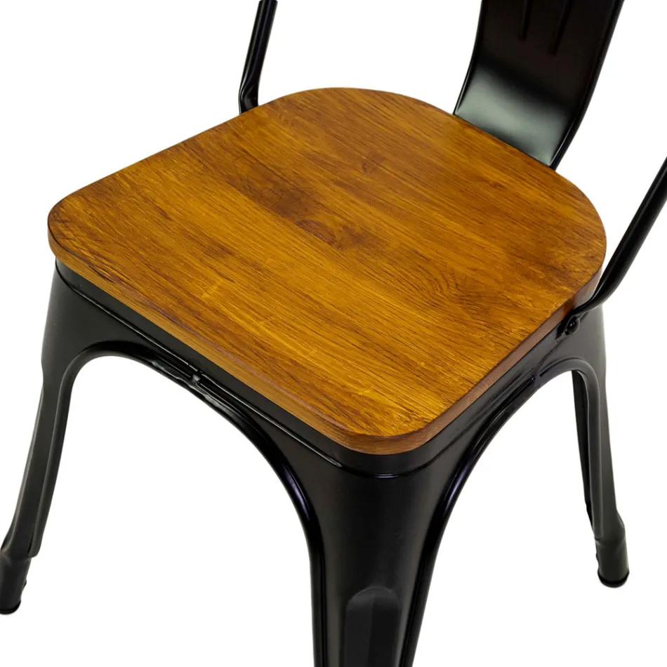 Chaise d'intérieur et d'extérieur en fer et assise en bois - Papeterie Viadurini