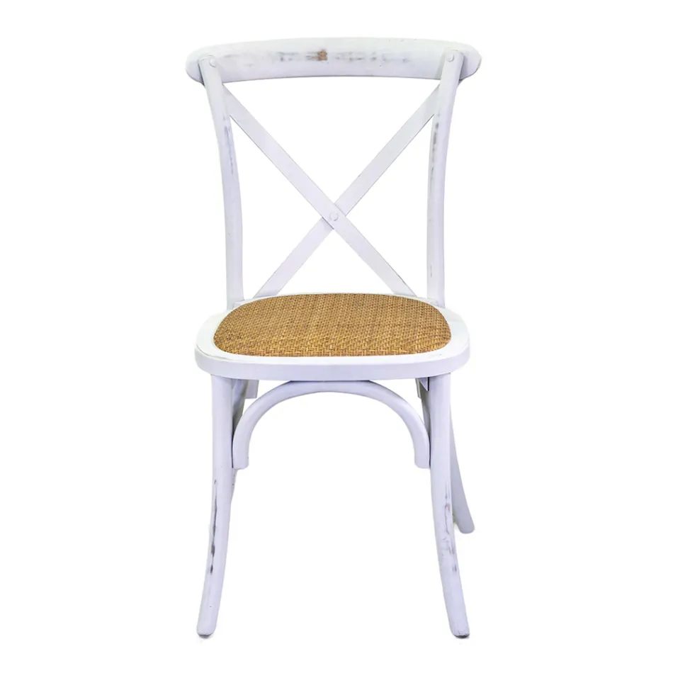 Chaise d'intérieur empilable en bois de bouleau et assise en rotin - Barriera Viadurini