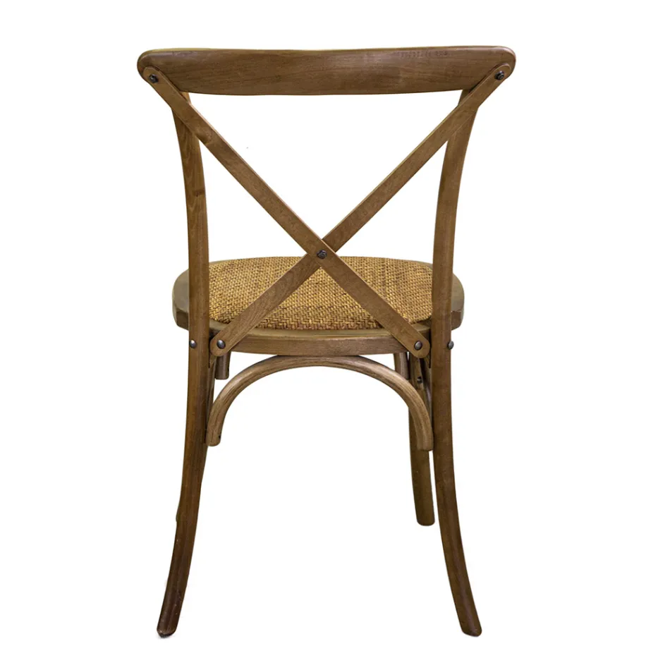 Chaise d'intérieur empilable en bois de bouleau et assise en rotin - Barriera Viadurini