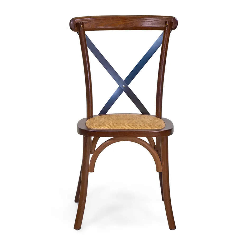 Chaise d'intérieur empilable en bois de chêne et assise en rotin - Barriera Viadurini