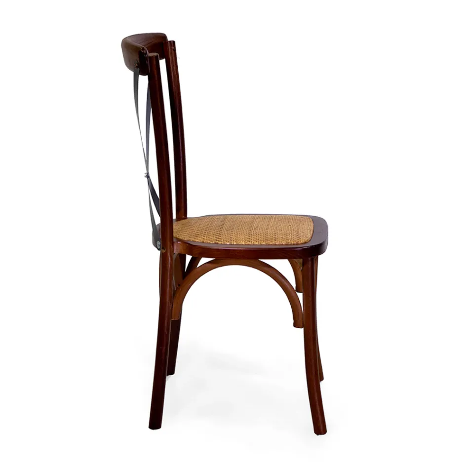 Chaise d'intérieur empilable en bois de chêne et assise en rotin - Barriera Viadurini