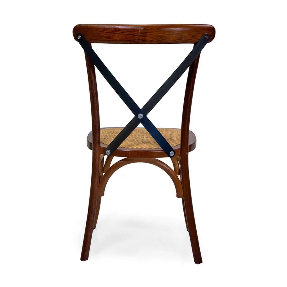 Chaise d'intérieur empilable en bois de chêne et assise en rotin - Barriera Viadurini