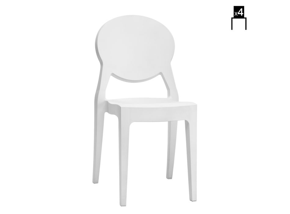Chaise d'intérieur ou d'extérieur en polycarbonate fabriqué en Italie 4 pièces - Ice Viadurini