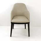Chaise de salle à manger avec accoudoirs en cuir couleur glace Made in Italy - Lyanne Viadurini